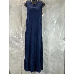 Style & Co Women's Industrial Blue Cotton Crewneck Sleeveless Maxi Dress SZ XS